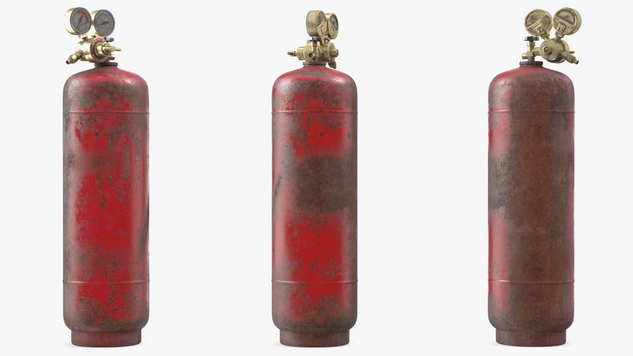 3D Acetylene Gas Cylinder with Regulator Old