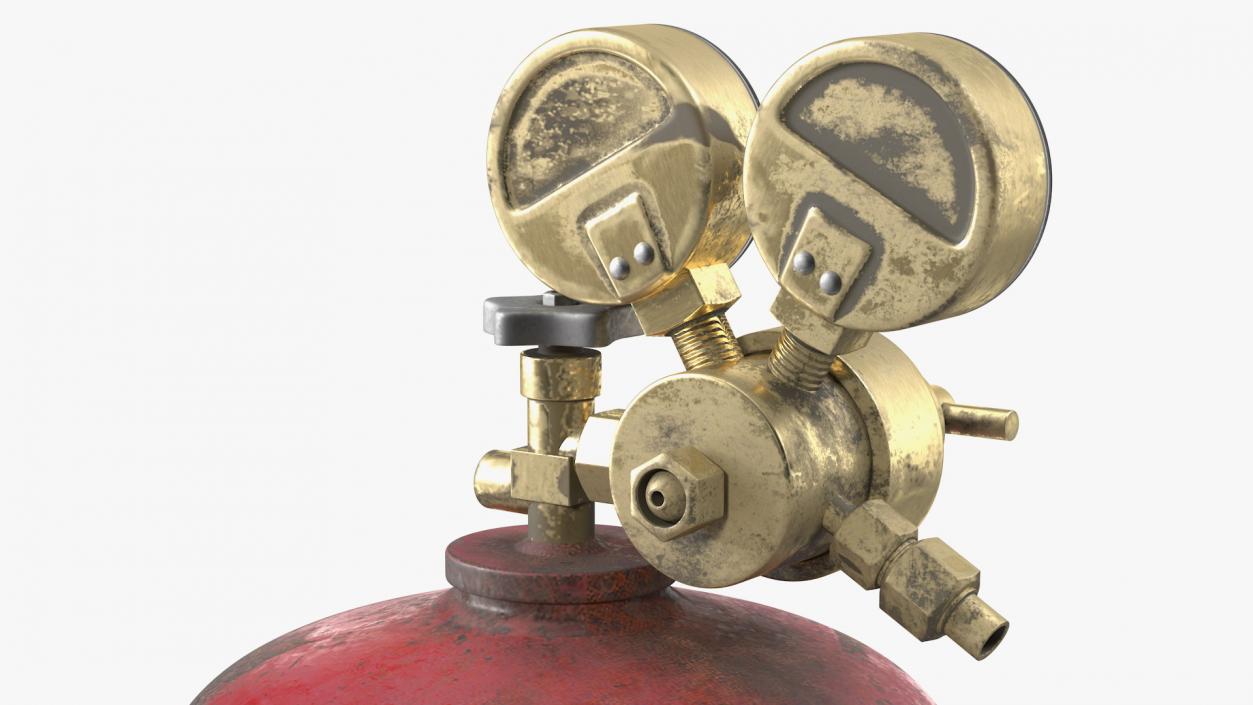 3D Acetylene Gas Cylinder with Regulator Old