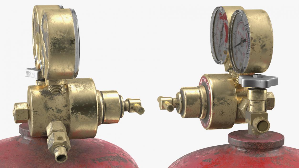 3D Acetylene Gas Cylinder with Regulator Old