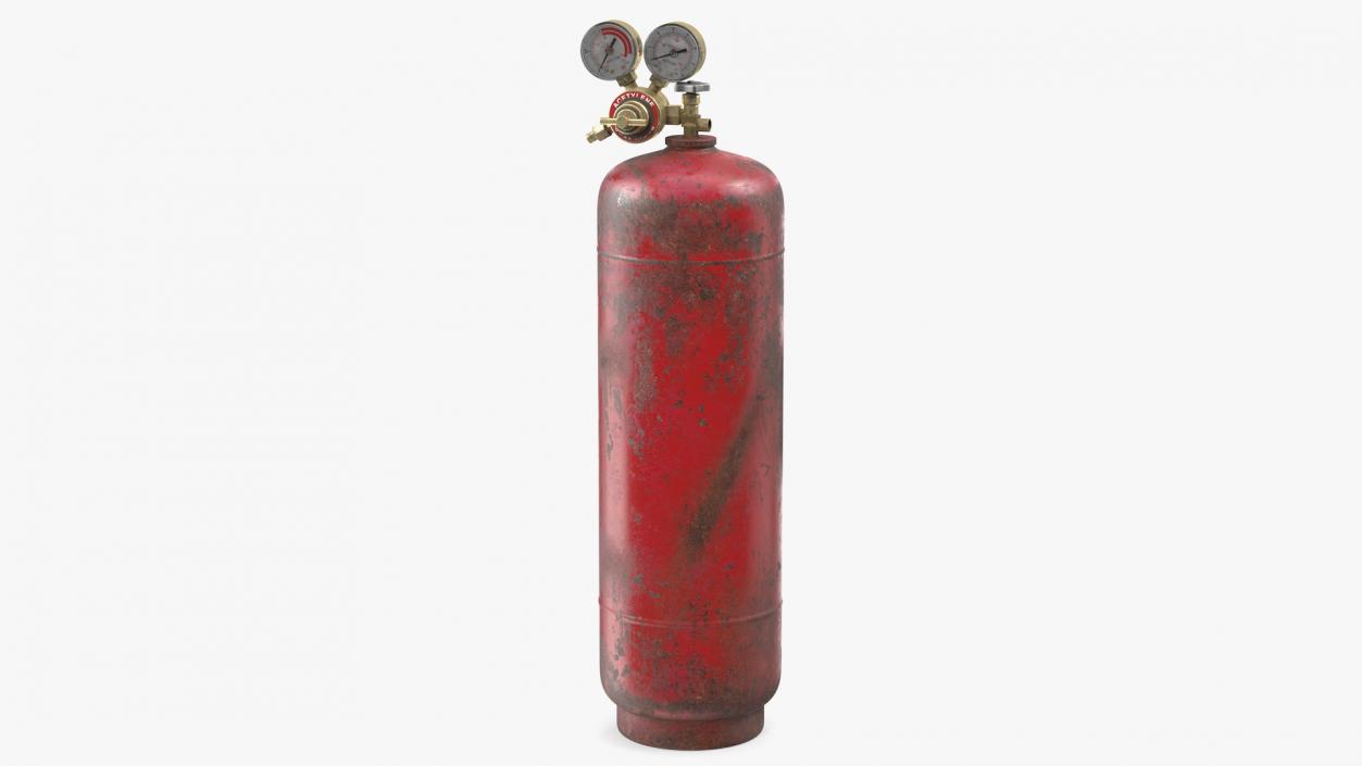 3D Acetylene Gas Cylinder with Regulator Old