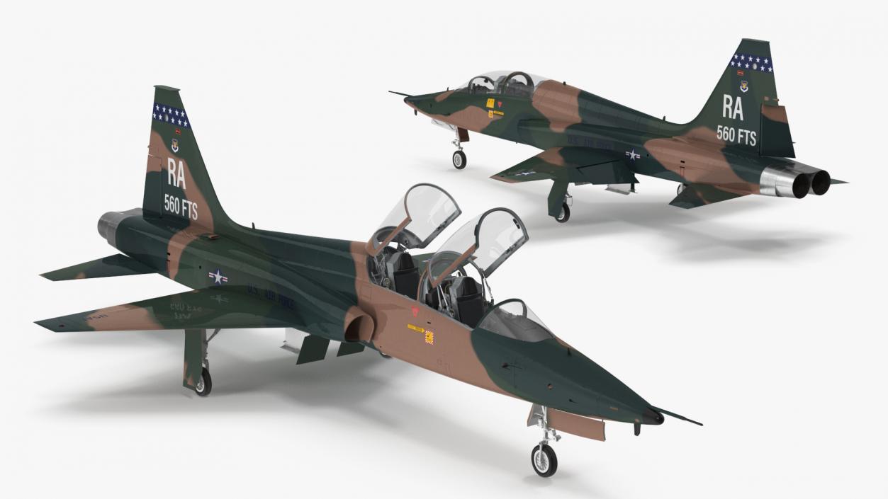 3D Trainer Jet Military T-38 Talon Camo Rigged model