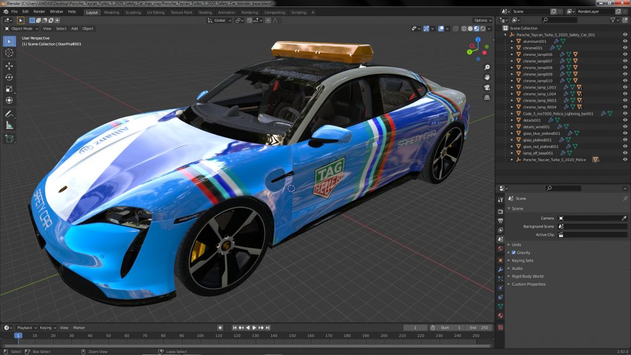 3D Porsche Taycan Turbo S 2020 Safety Car model