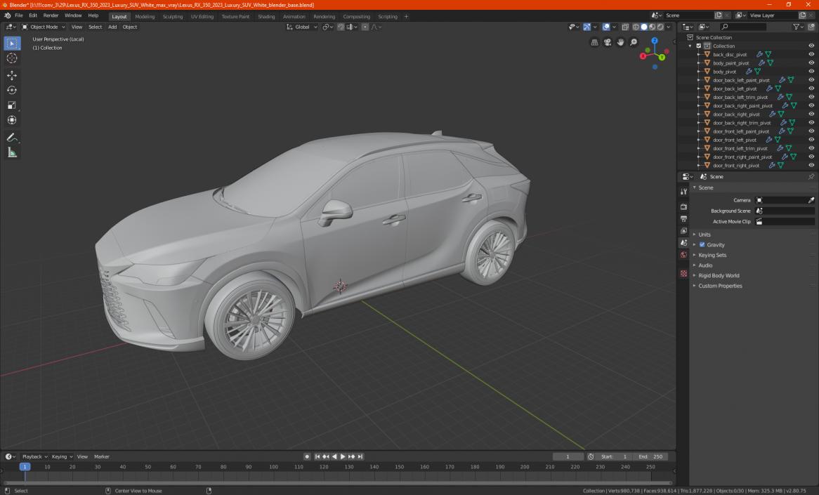 Lexus RX 350 2023 Luxury SUV White 3D model