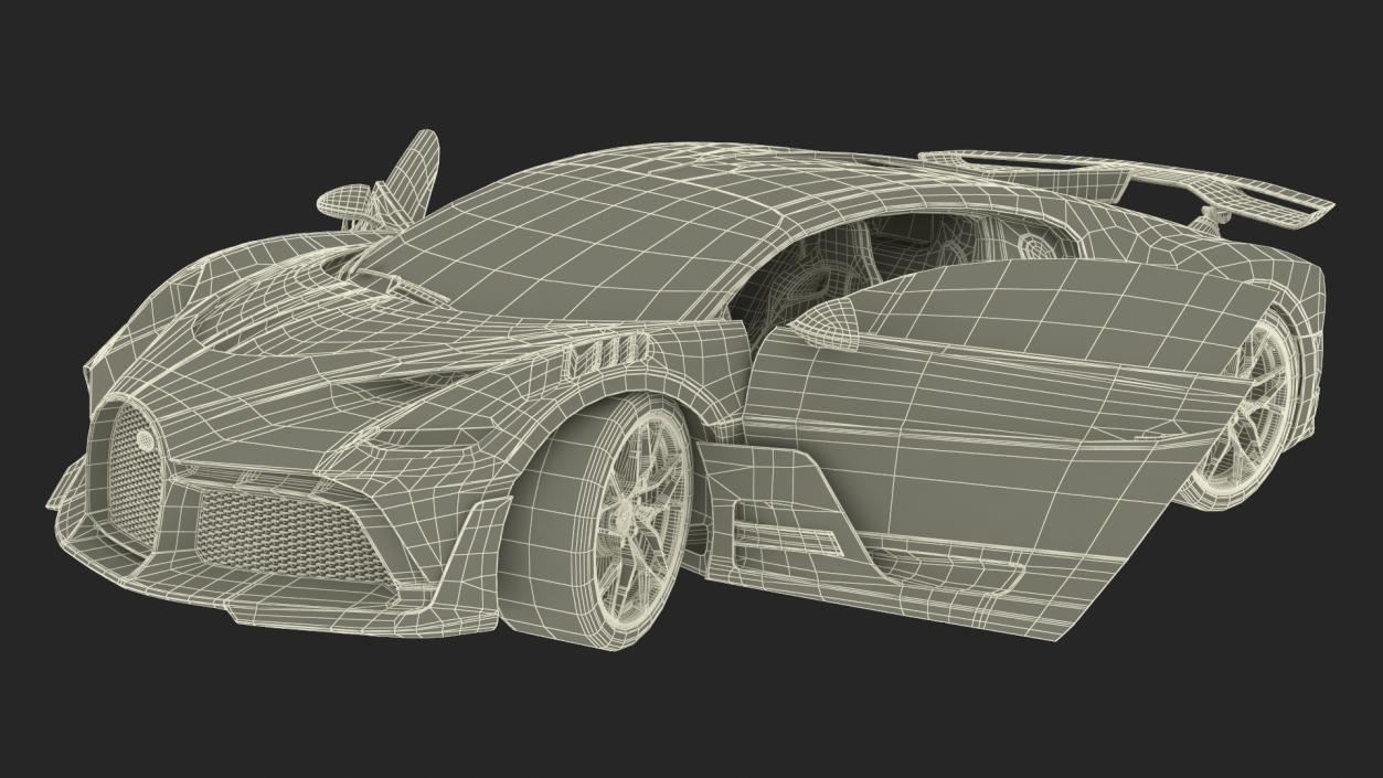 3D Bugatti Divo Titanium Liquid Silver Rigged for Cinema 4D