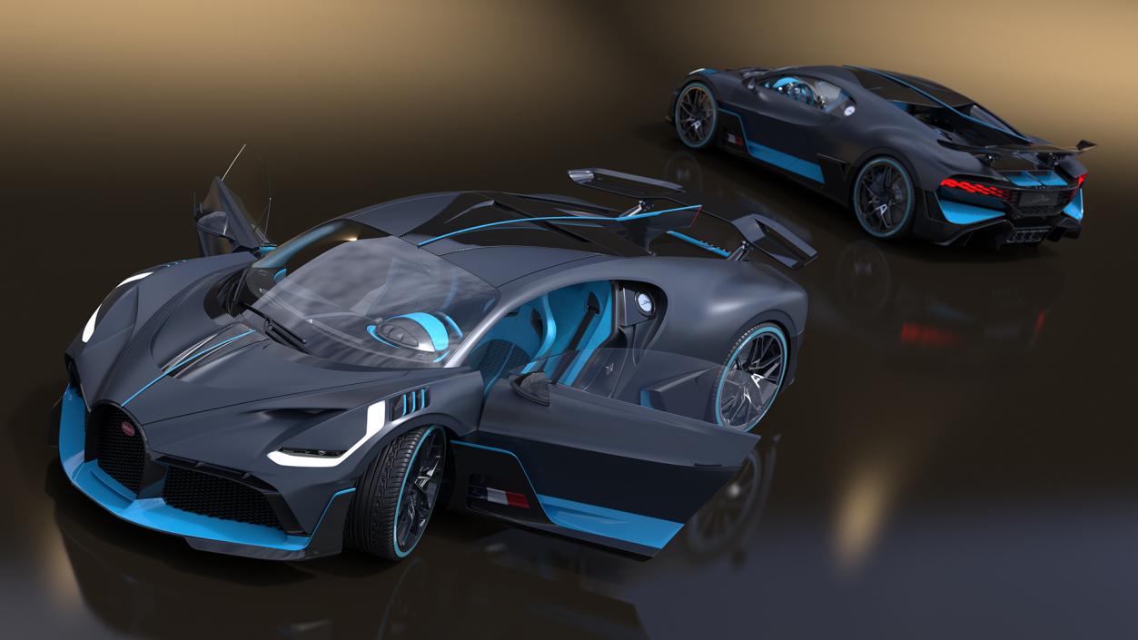 3D Bugatti Divo Titanium Liquid Silver Rigged for Cinema 4D