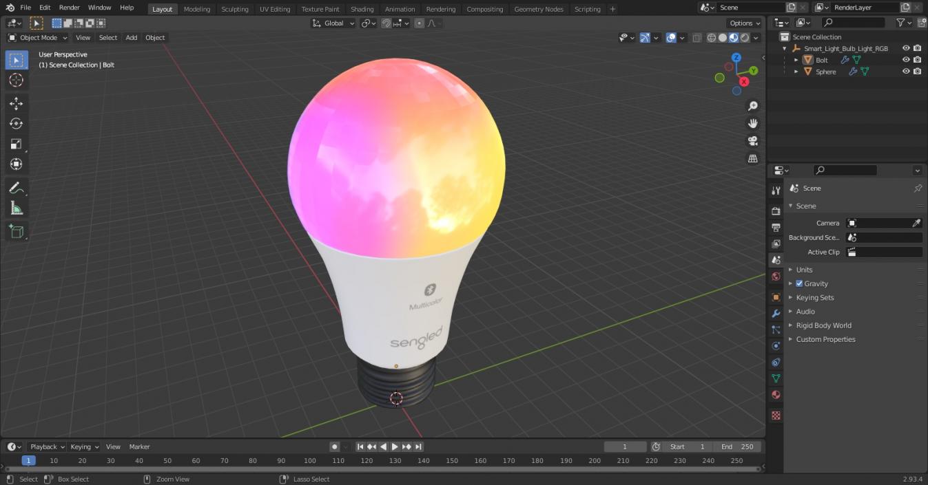 3D Smart Light Bulb Light RGB