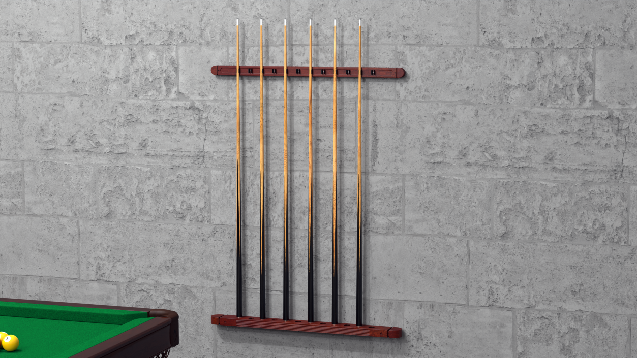 Billiard Cue Rack with Cues 3D