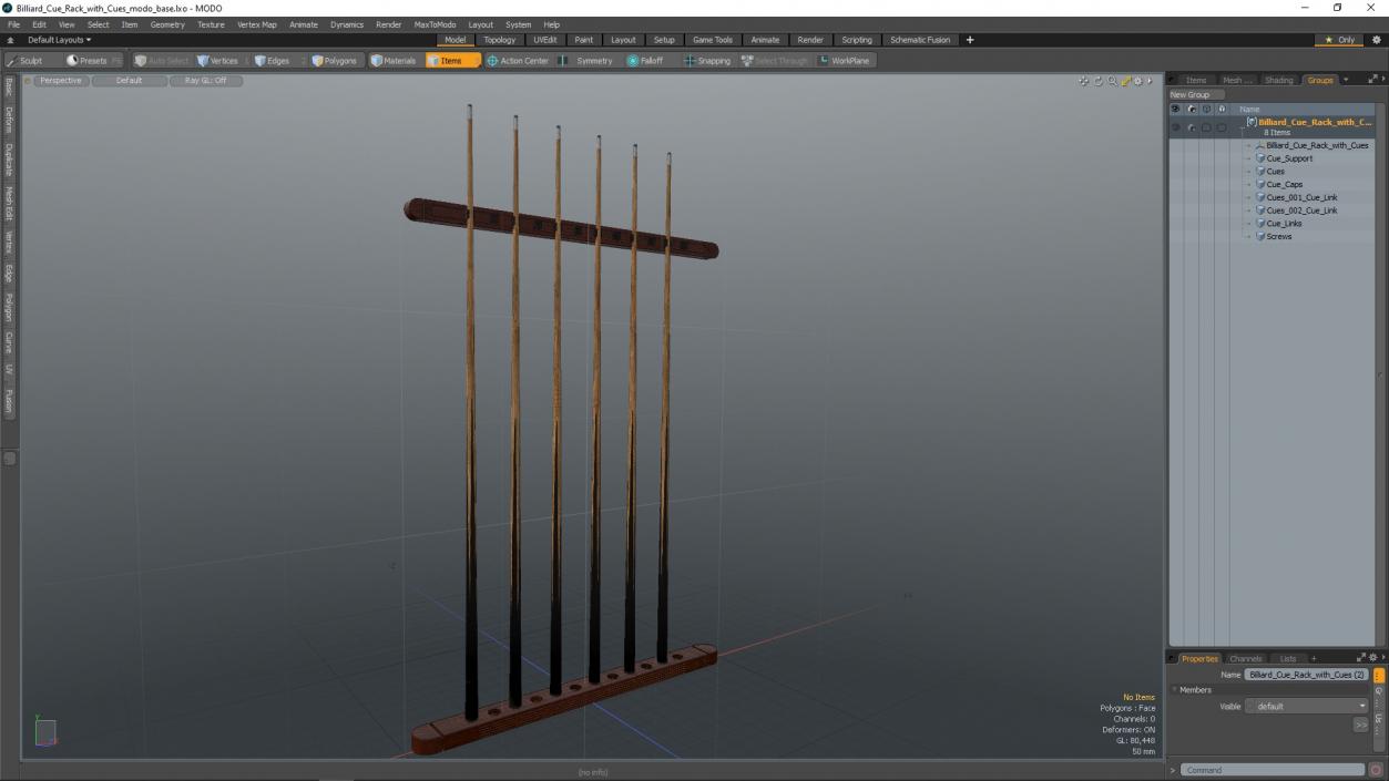 Billiard Cue Rack with Cues 3D