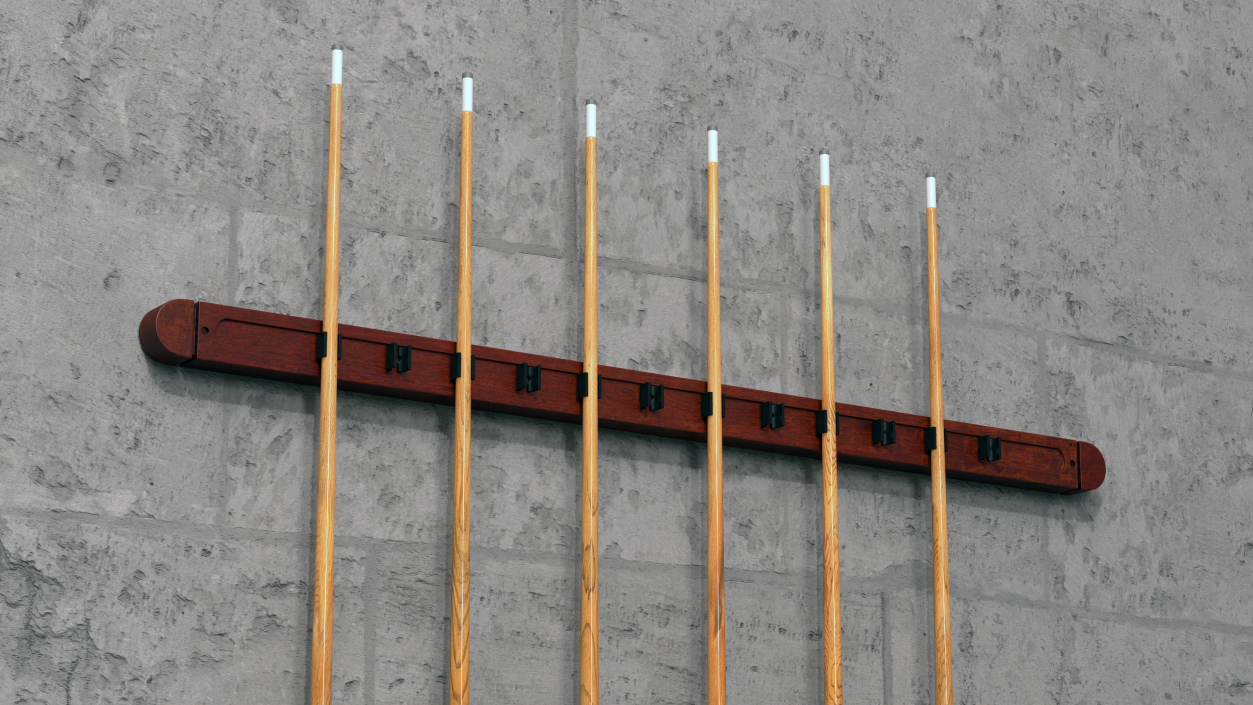 Billiard Cue Rack with Cues 3D