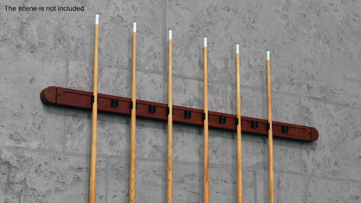 Billiard Cue Rack with Cues 3D