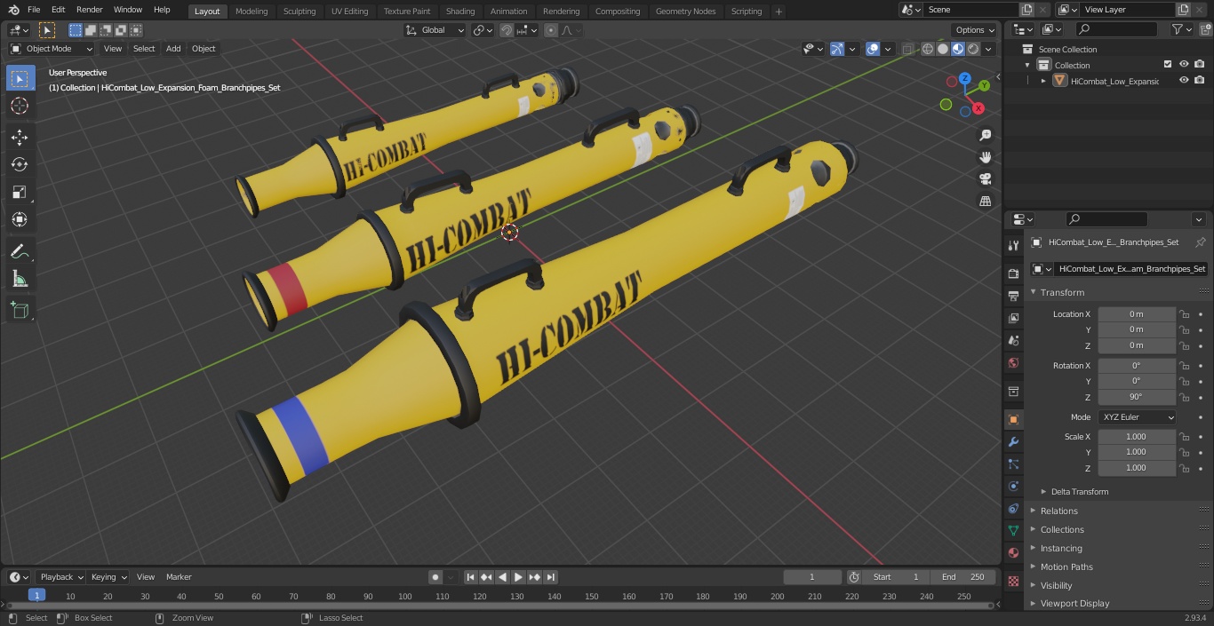 3D HiCombat Low Expansion Foam Branchpipes Set model