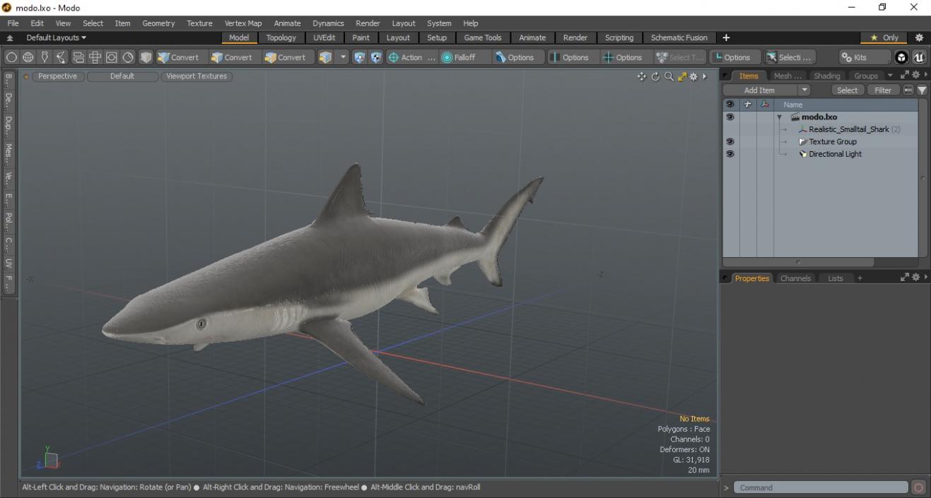 3D model Realistic Smalltail Shark