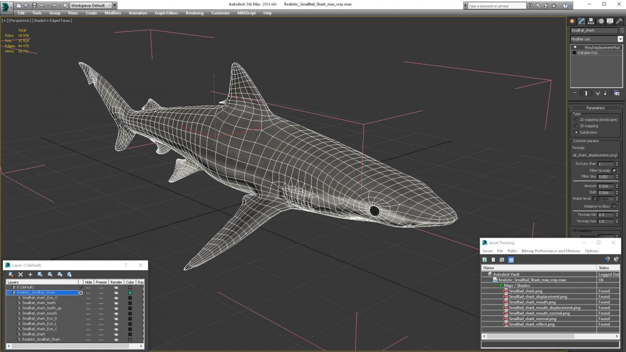 3D model Realistic Smalltail Shark