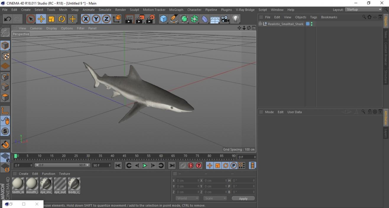 3D model Realistic Smalltail Shark