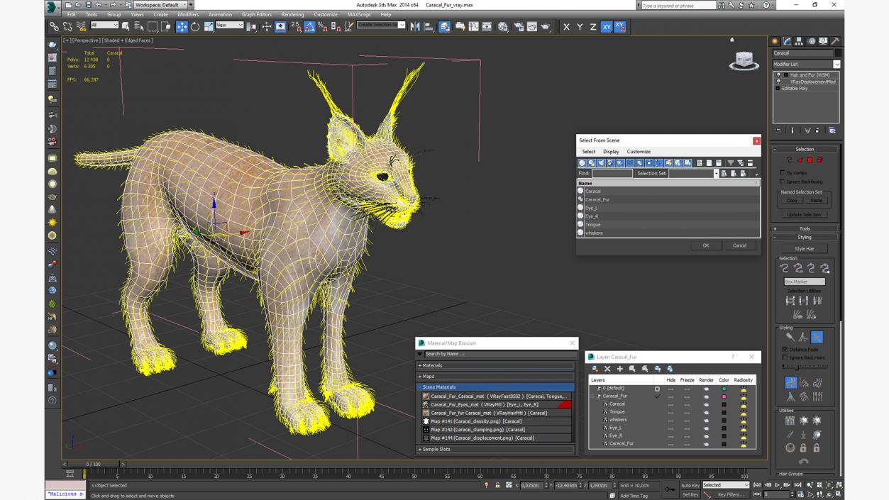 3D Caracal Fur