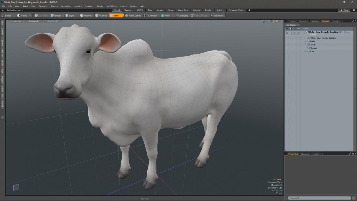 White Cow Female Looking 3D model