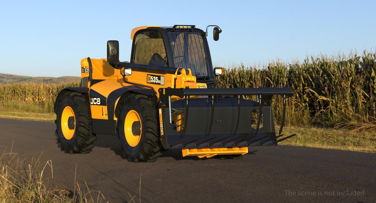 3D Hydraulic Telehandler Forklift JCB 535 Clean Rigged