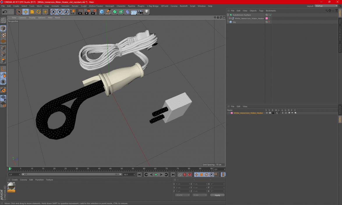 3D White Immersion Water Heater model