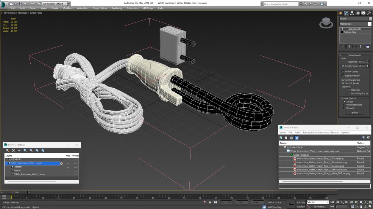 3D White Immersion Water Heater model