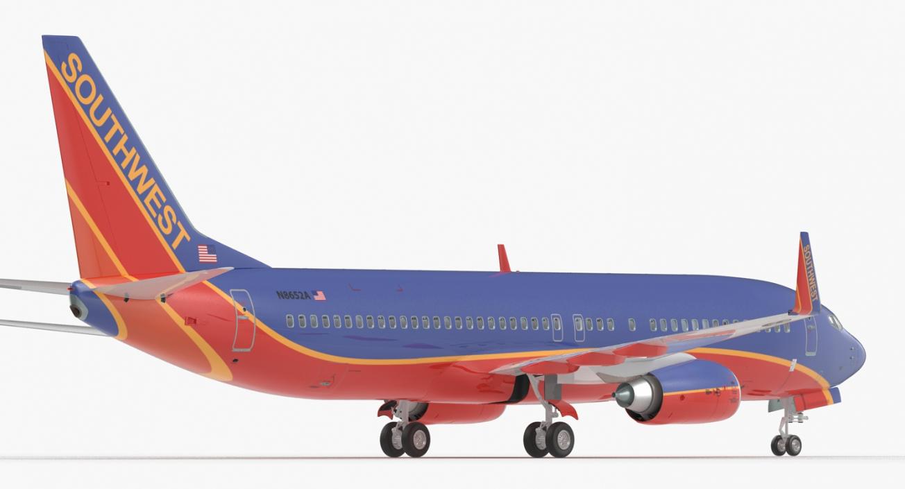 Boeing 737-800 with Interior Southwest Airlines Rigged 3D model