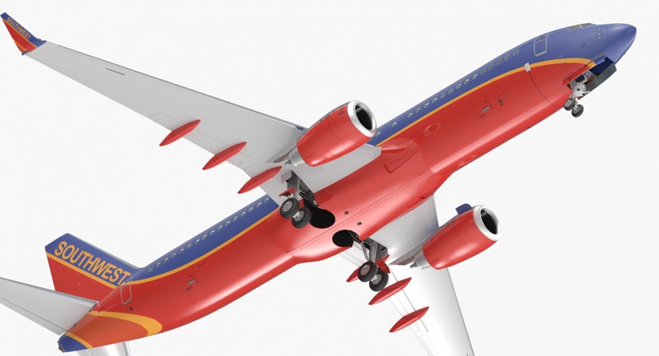 Boeing 737-800 with Interior Southwest Airlines Rigged 3D model