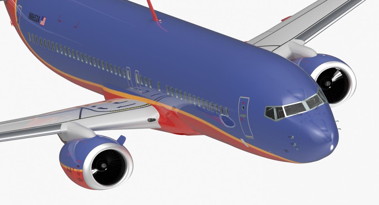 Boeing 737-800 with Interior Southwest Airlines Rigged 3D model