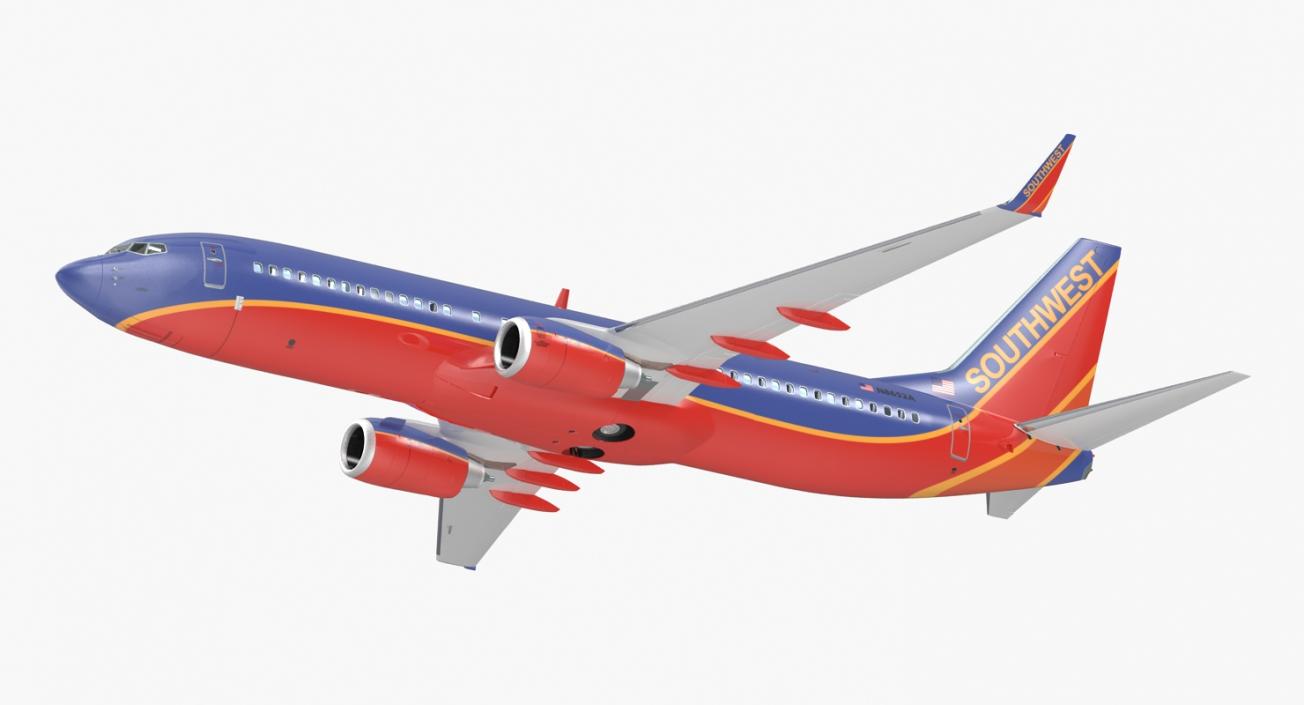 Boeing 737-800 with Interior Southwest Airlines Rigged 3D model