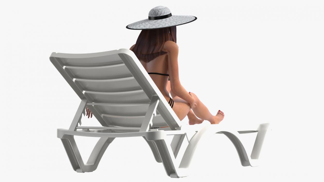 3D model Women in Bikini Lying on Chaise Lounge Rigged