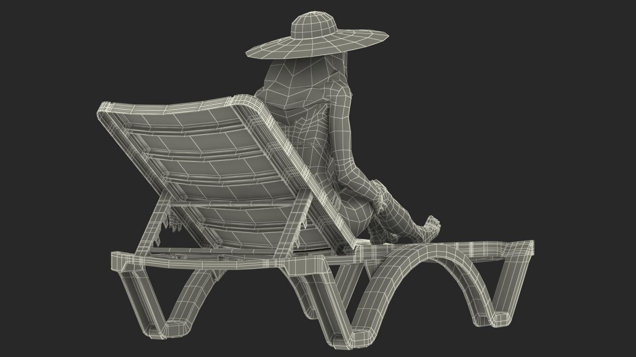 Women in Bikini Lying on Chaise Lounge Rigged for Maya 3D model