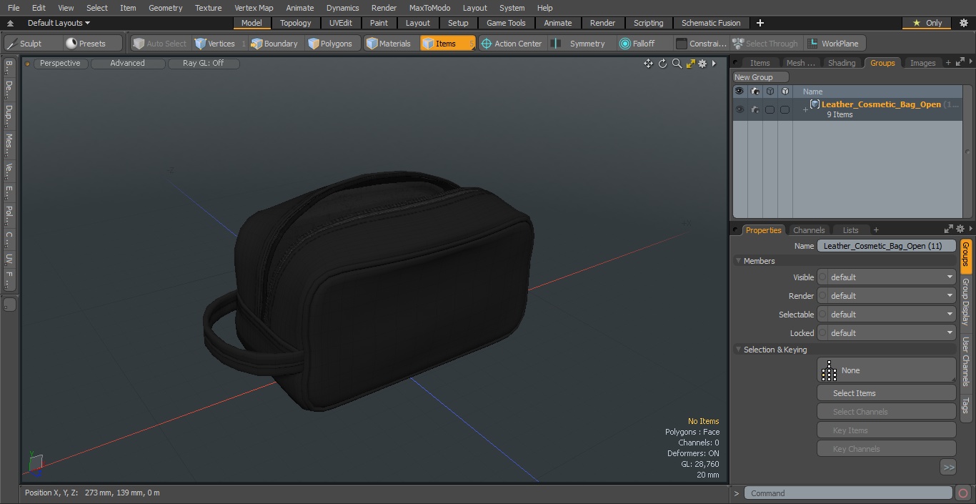 3D model Leather Cosmetic Bag Open