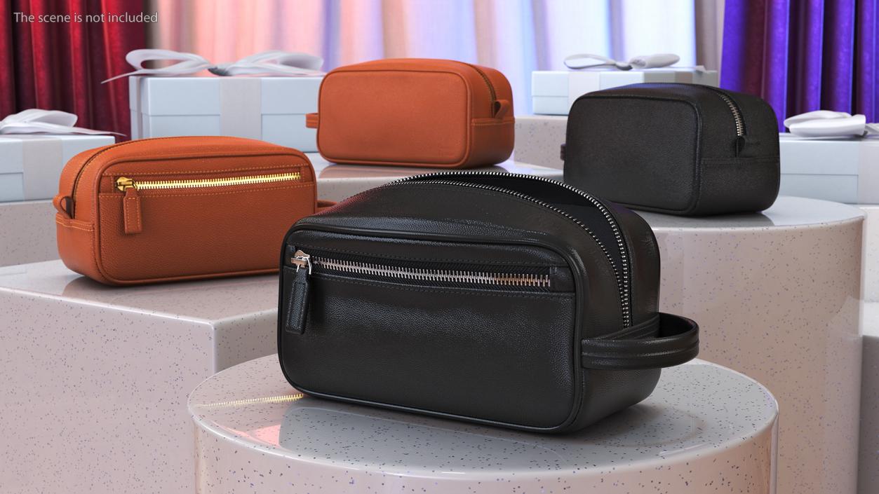 3D model Leather Cosmetic Bag Open