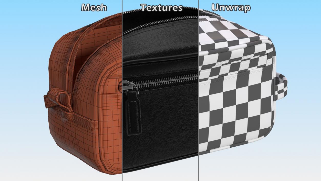 3D model Leather Cosmetic Bag Open