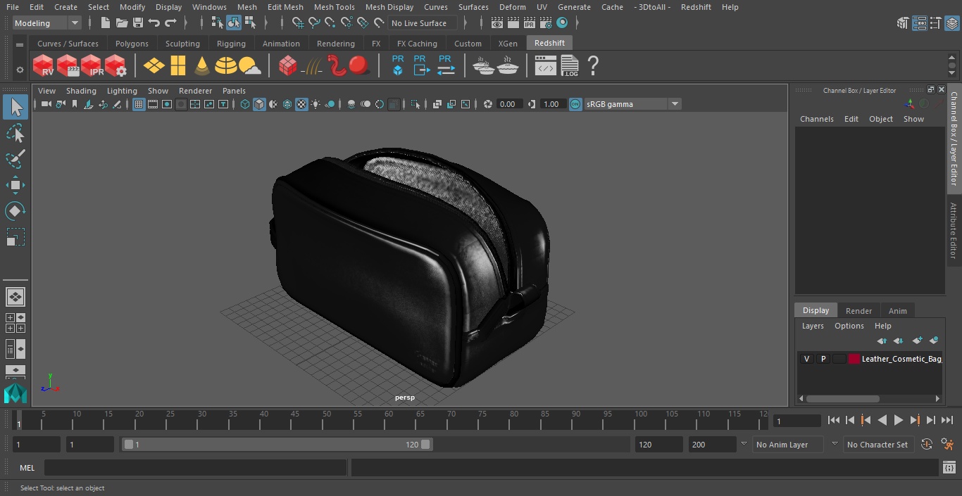 3D model Leather Cosmetic Bag Open