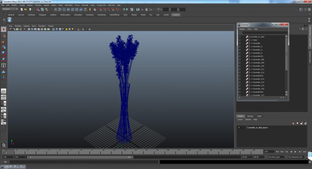 3D Lavender in Vase