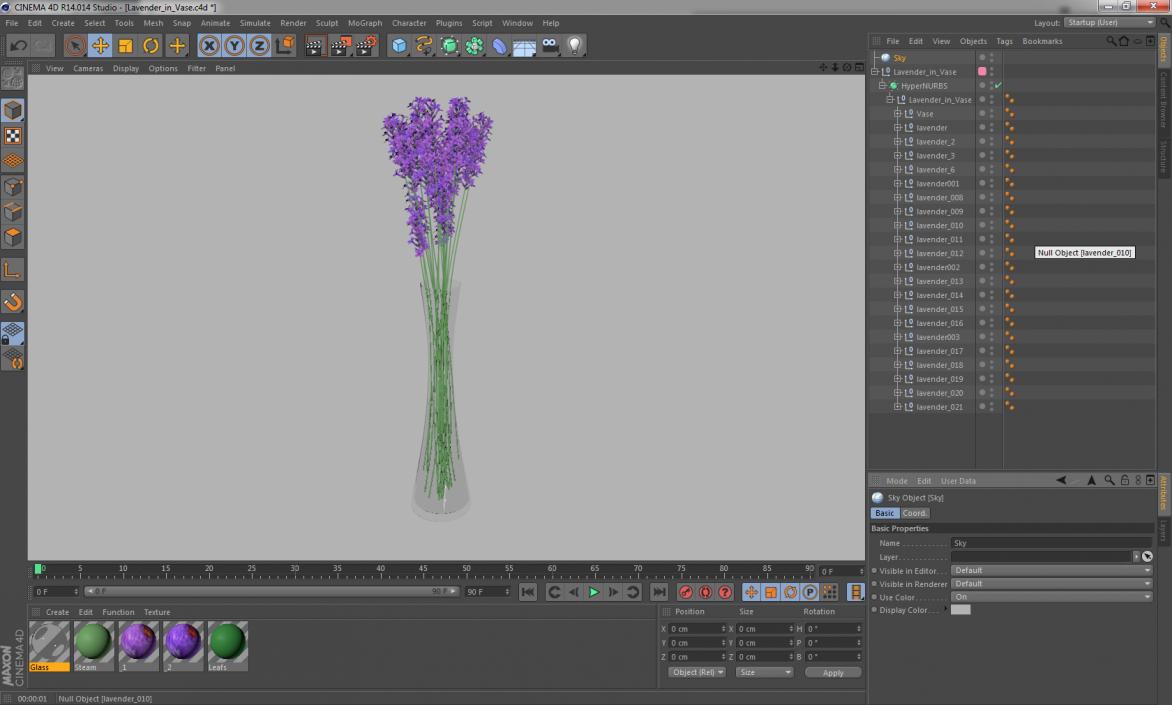 3D Lavender in Vase