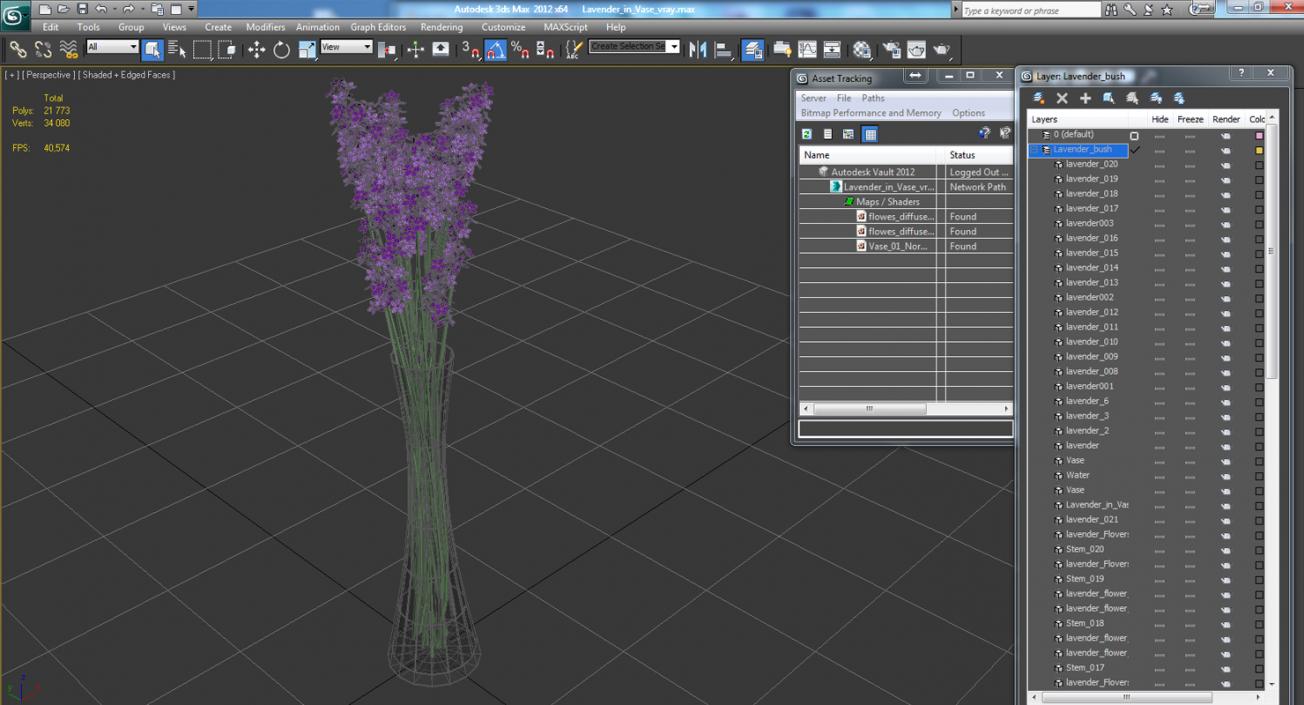 3D Lavender in Vase