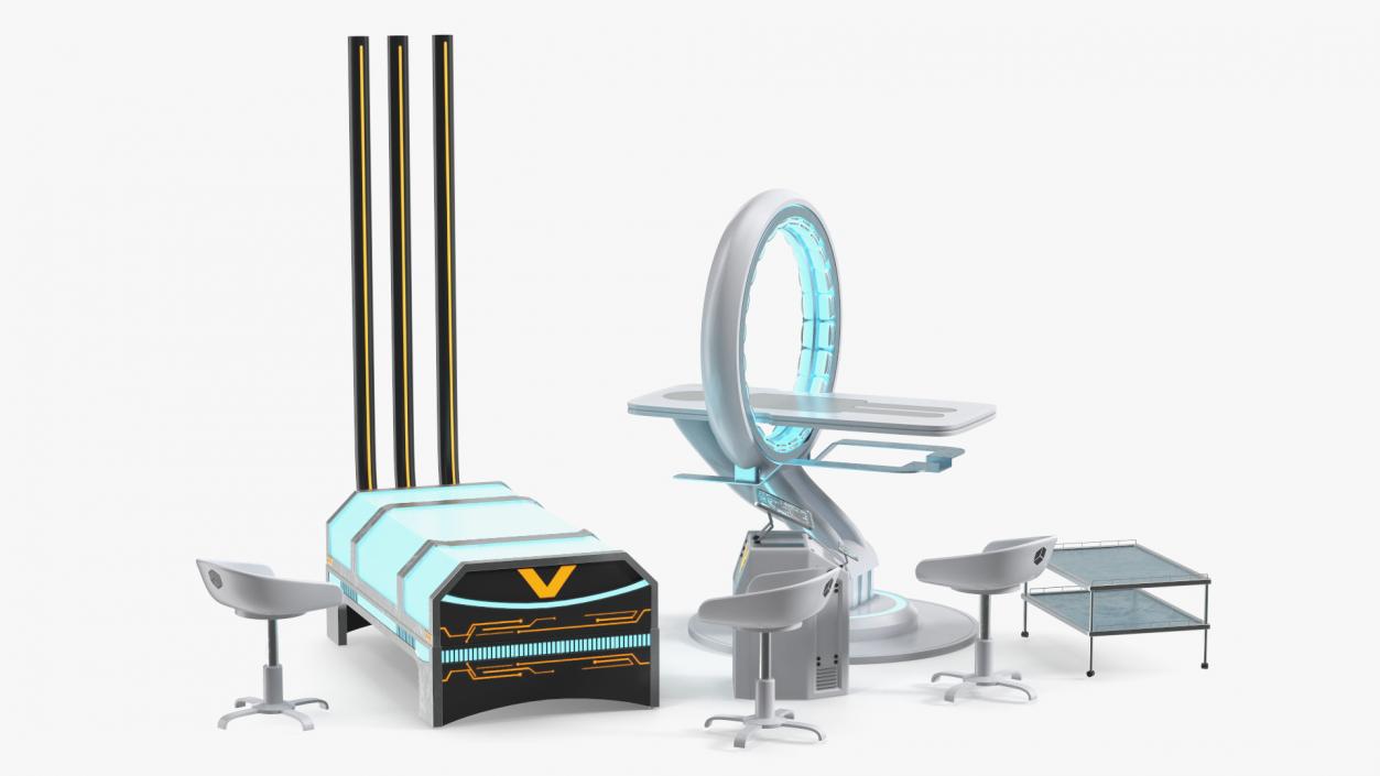 Futuristic First aid Clinic Equipment 3D