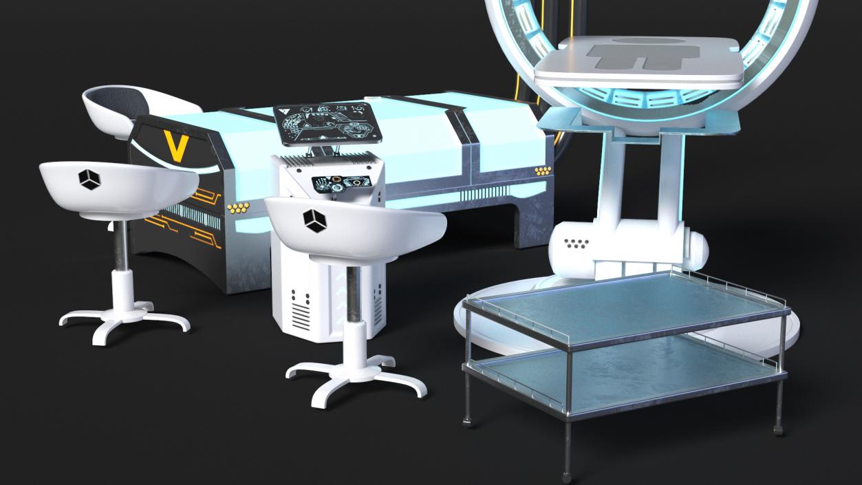 Futuristic First aid Clinic Equipment 3D