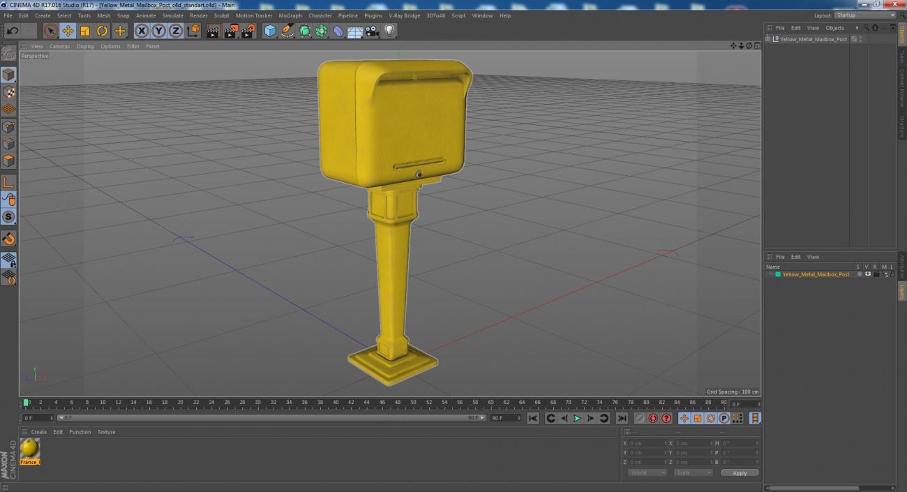 3D model Yellow Metal Mailbox Post