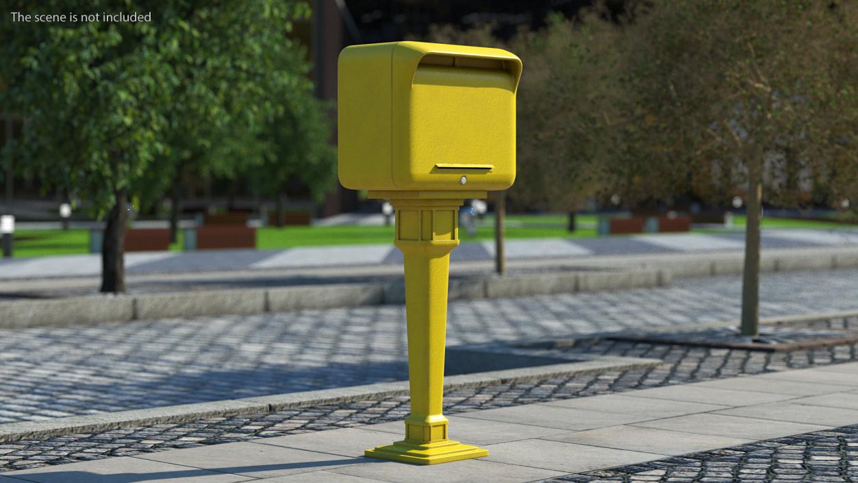 3D model Yellow Metal Mailbox Post