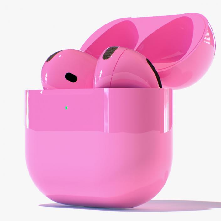 3D Pink Wireless Earbuds in Charging Case model