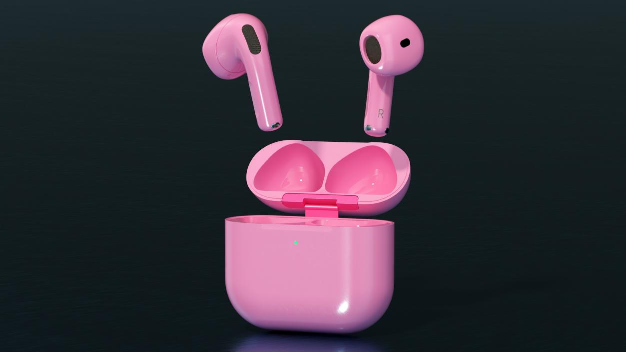 3D Pink Wireless Earbuds in Charging Case model