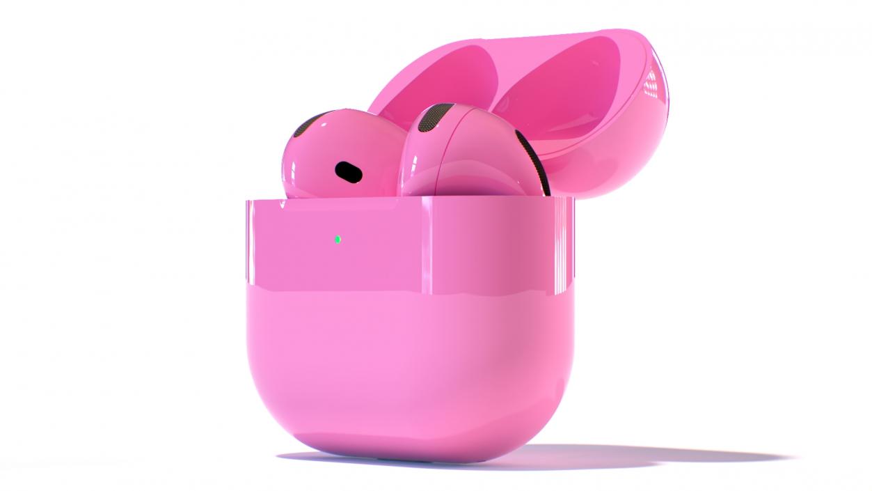 3D Pink Wireless Earbuds in Charging Case model