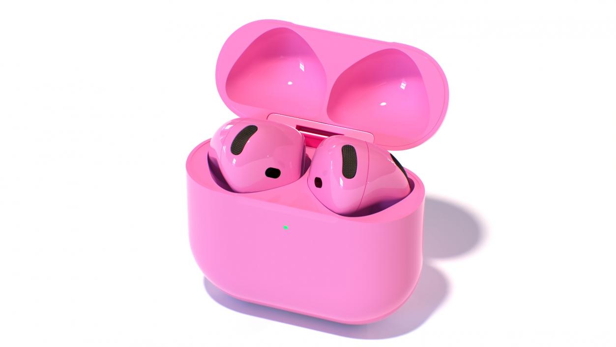 3D Pink Wireless Earbuds in Charging Case model