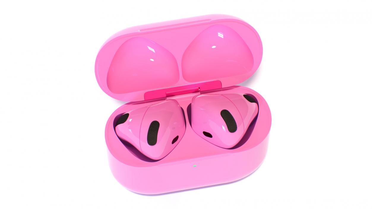 3D Pink Wireless Earbuds in Charging Case model