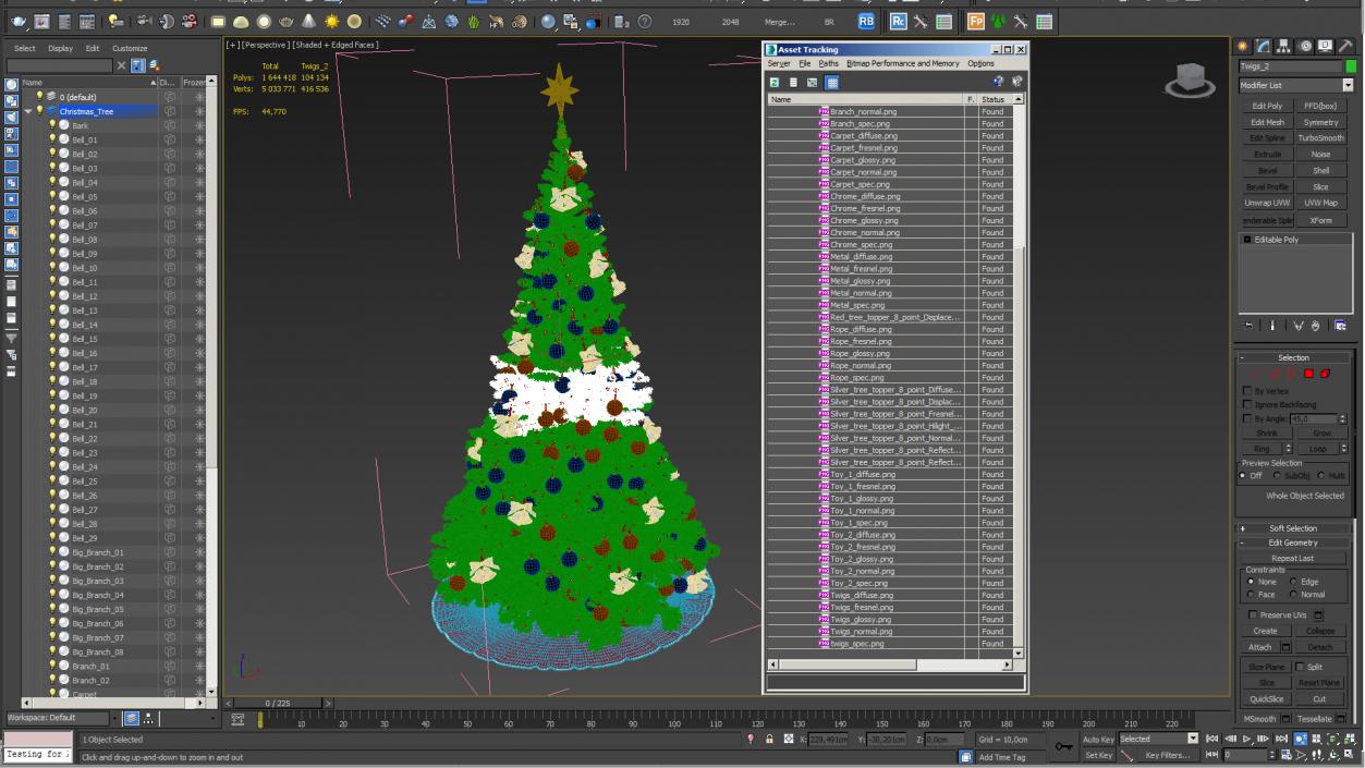 3D Christmas Tree with Silver Star Topper model