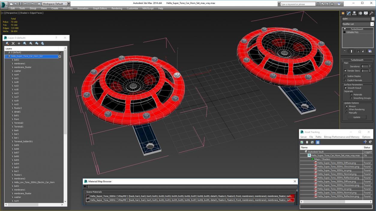 Hella Super Tone Car Horn Set 3D model