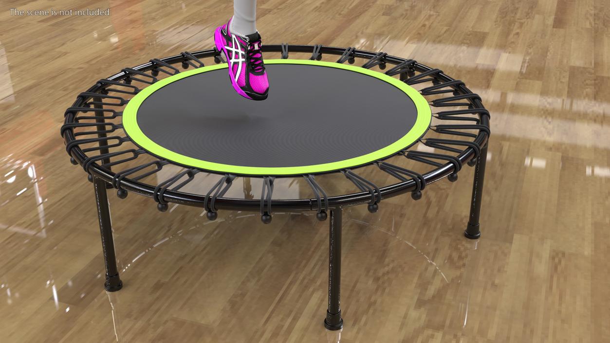 Woman Athlete with Trampoline Jumping Pose 3D