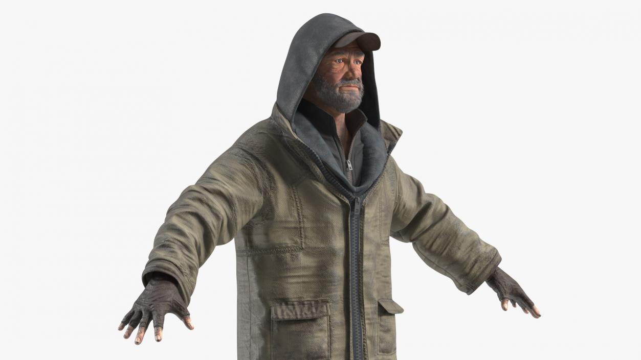 Homeless Old Man Rigged for Cinema 4D 3D