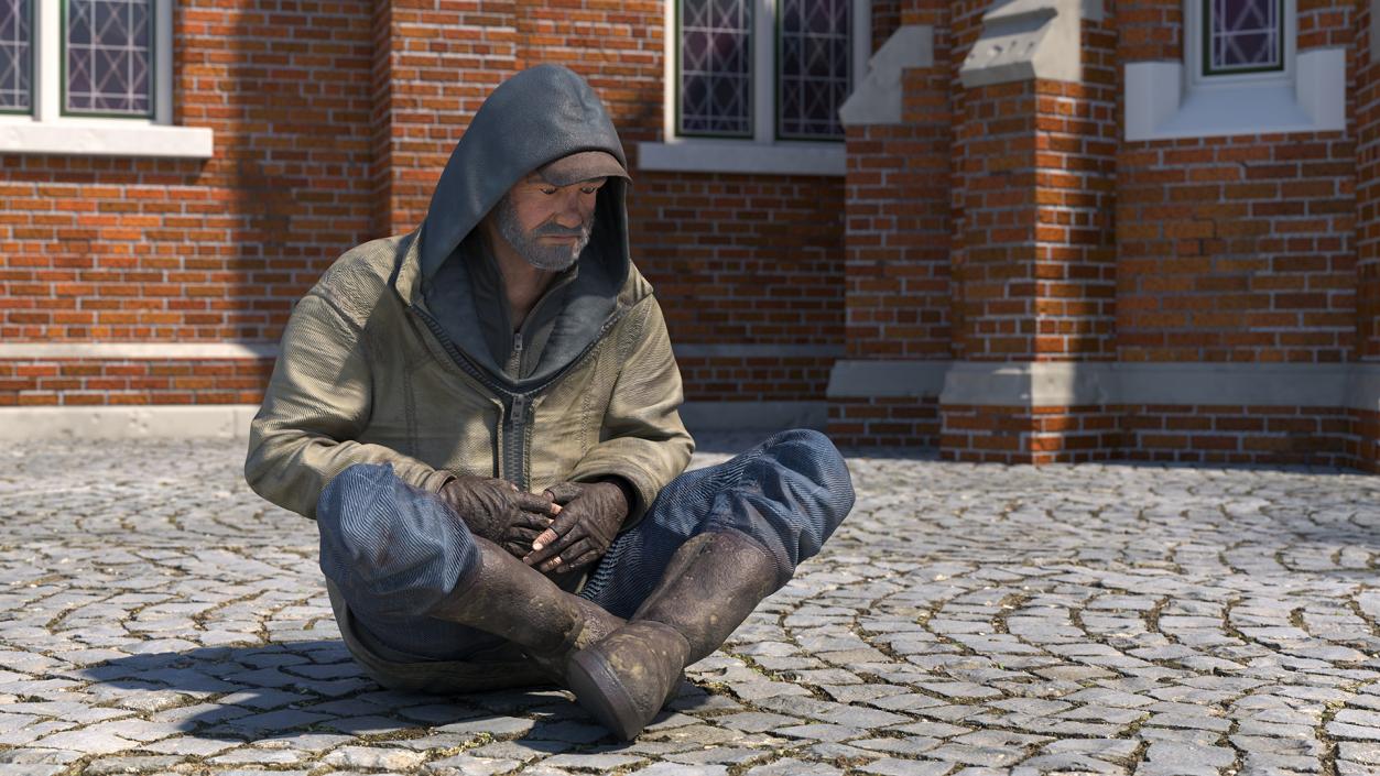 Homeless Old Man Rigged for Cinema 4D 3D